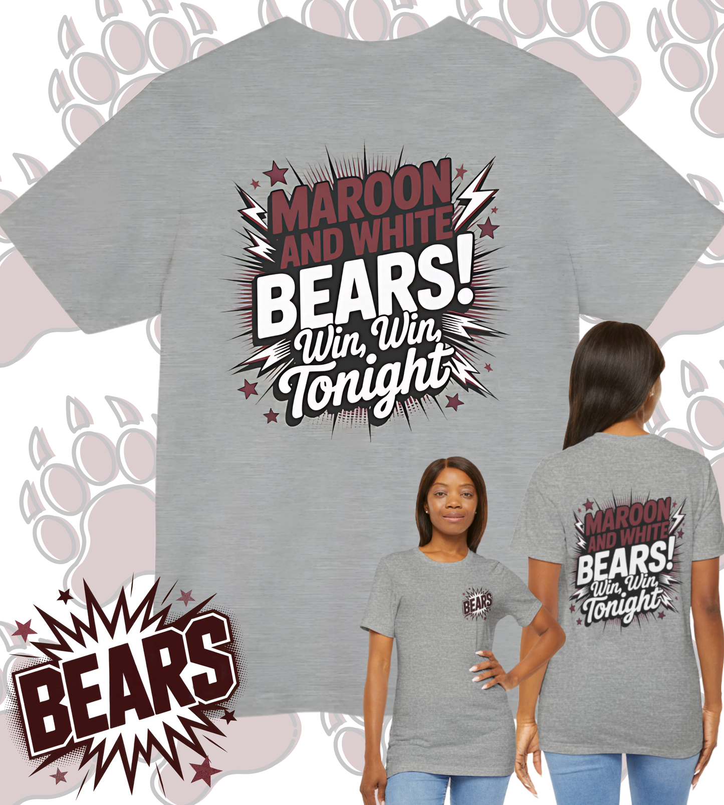 Bastrop Bears Spirit Shirt, BHS Cheer Spirit Wear, Team Spirit Shirt, Game Day Outfit, Cheerleading Apparel, Maroon and White